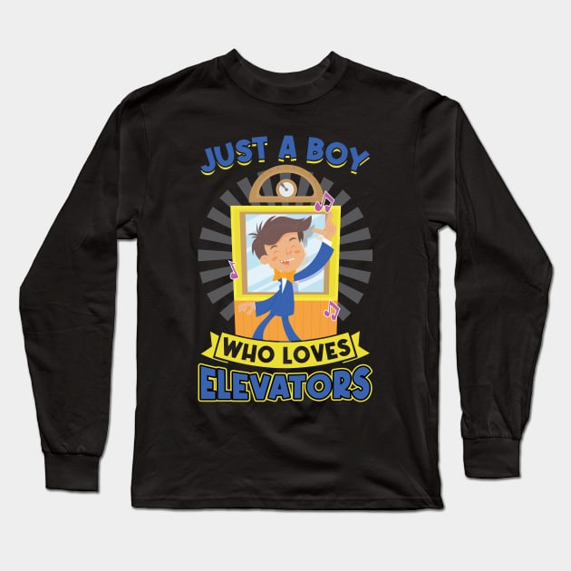Just A Boy Who Loves Elevators Long Sleeve T-Shirt by Peco-Designs